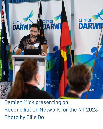 Damien Mick presenting on Reconciliation Network for the NT 2023