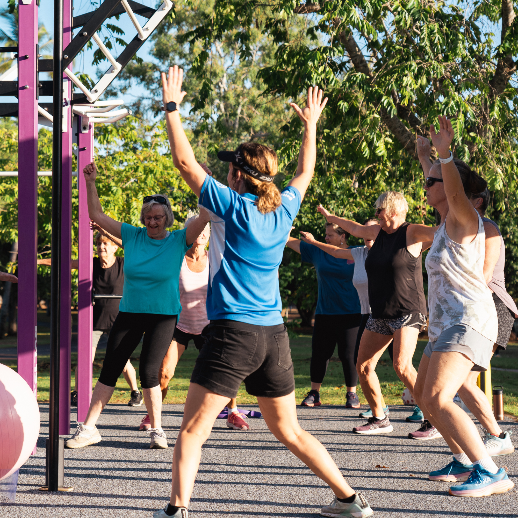 Group of ladies doing exercising at East Point exercise station - Health in Motion 