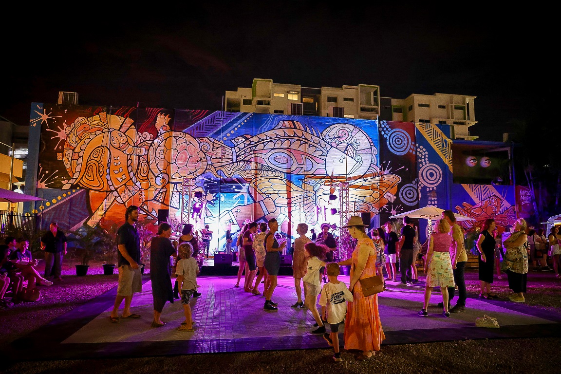 Illuminated street end of event party