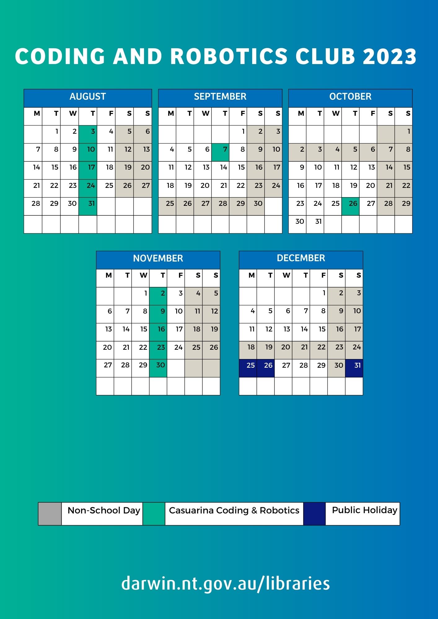 Coding and Robotics Club 2023 Flyer Calendar