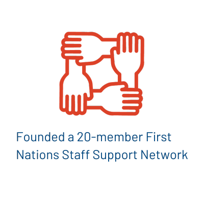 Founded a 20-member First Nations Staff Support Network