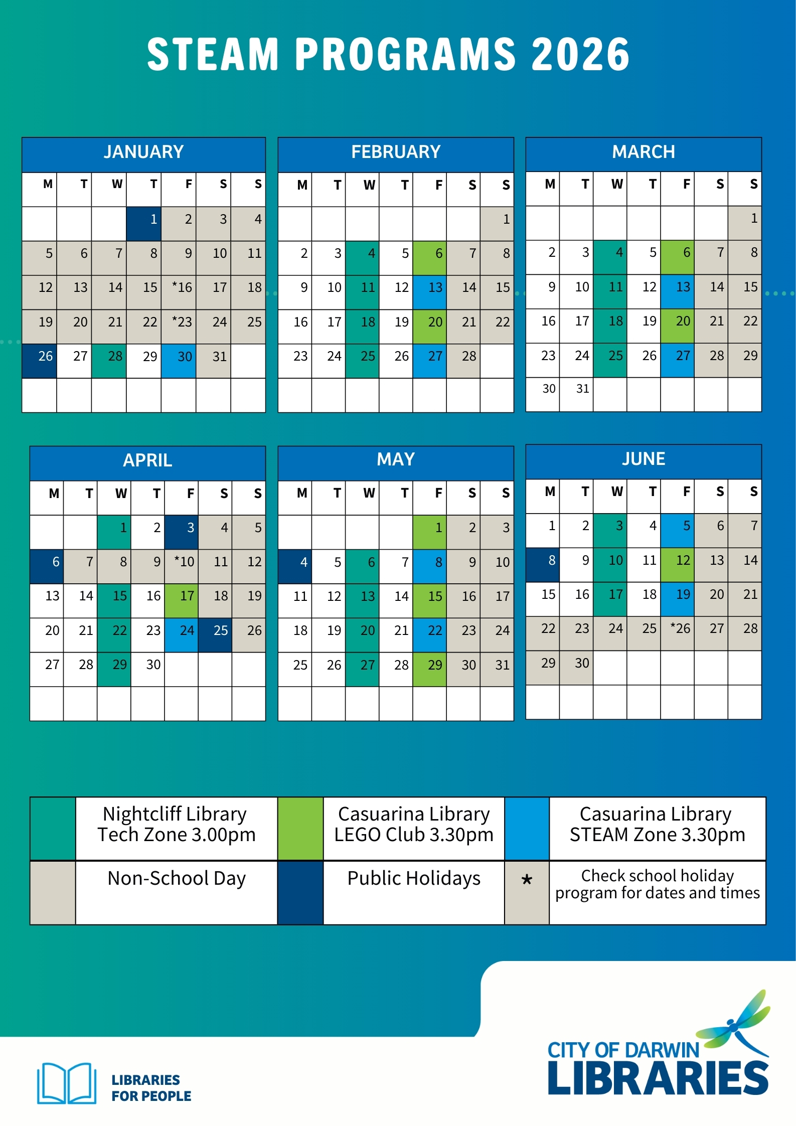 STEAM Zone Calendar January-June 2026