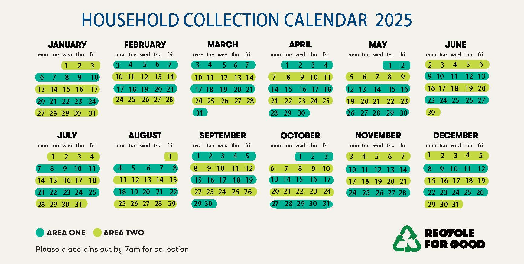 Household collection calendar 2025