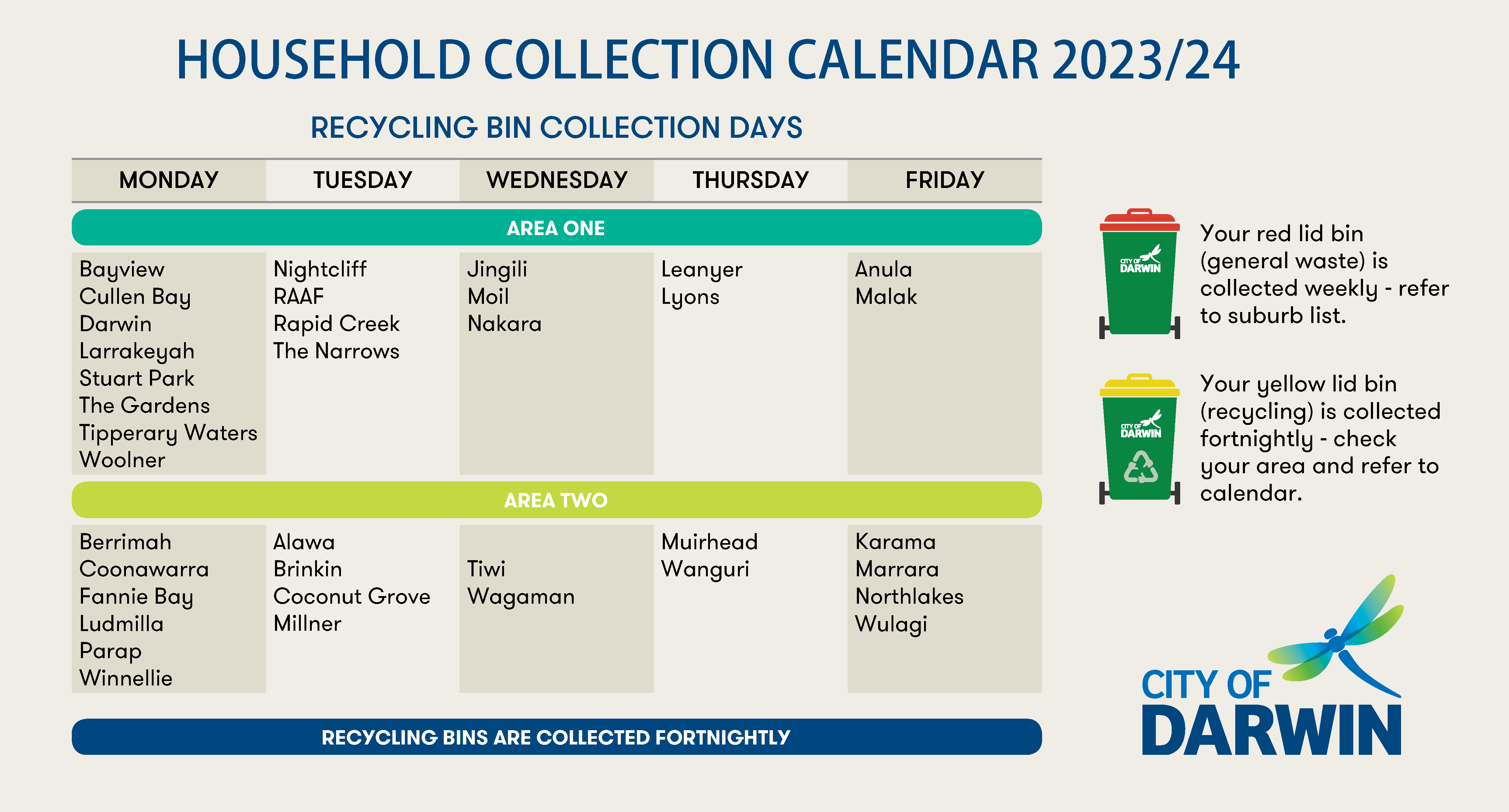 Household waste collection calendar 