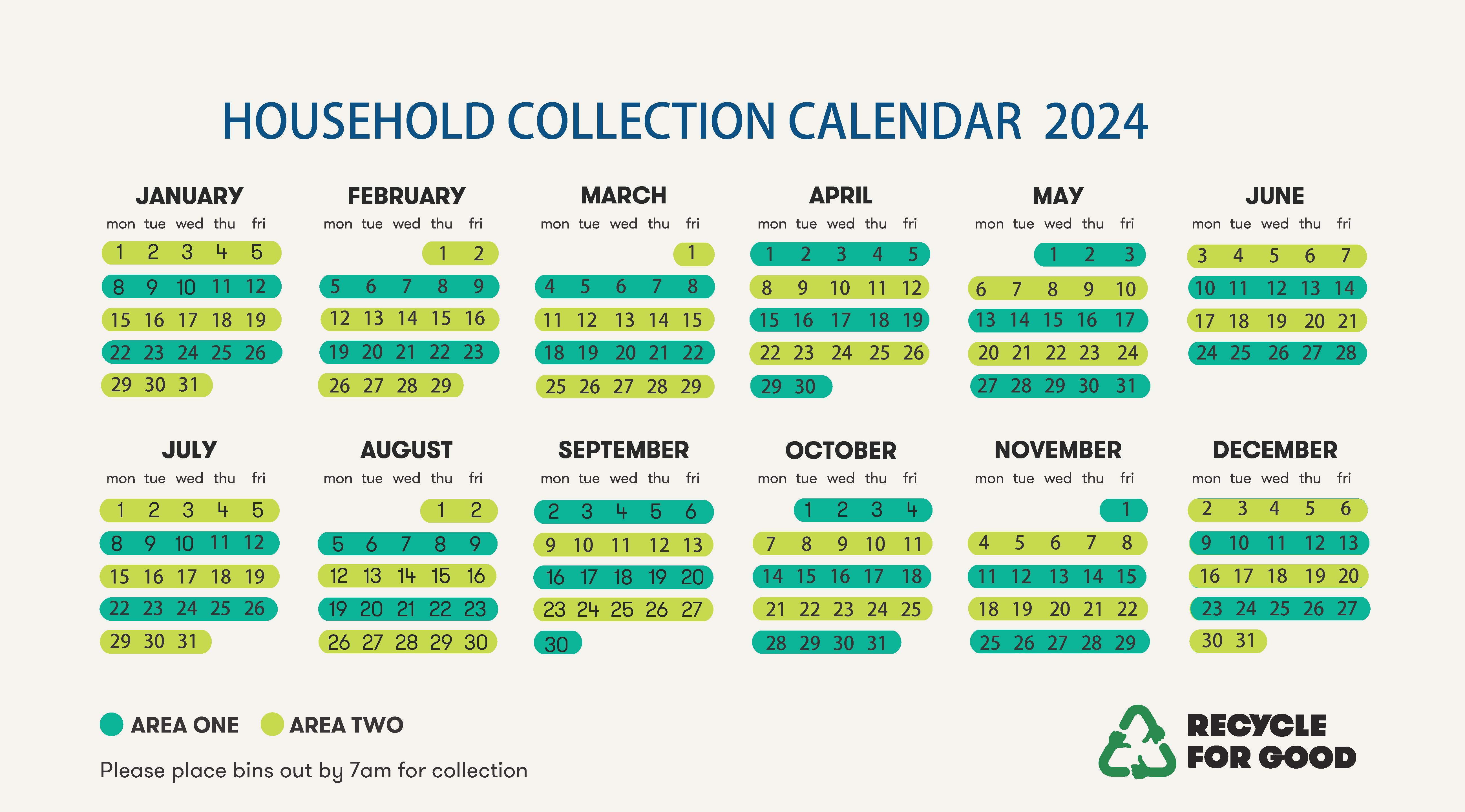 Household waste collection calendar 