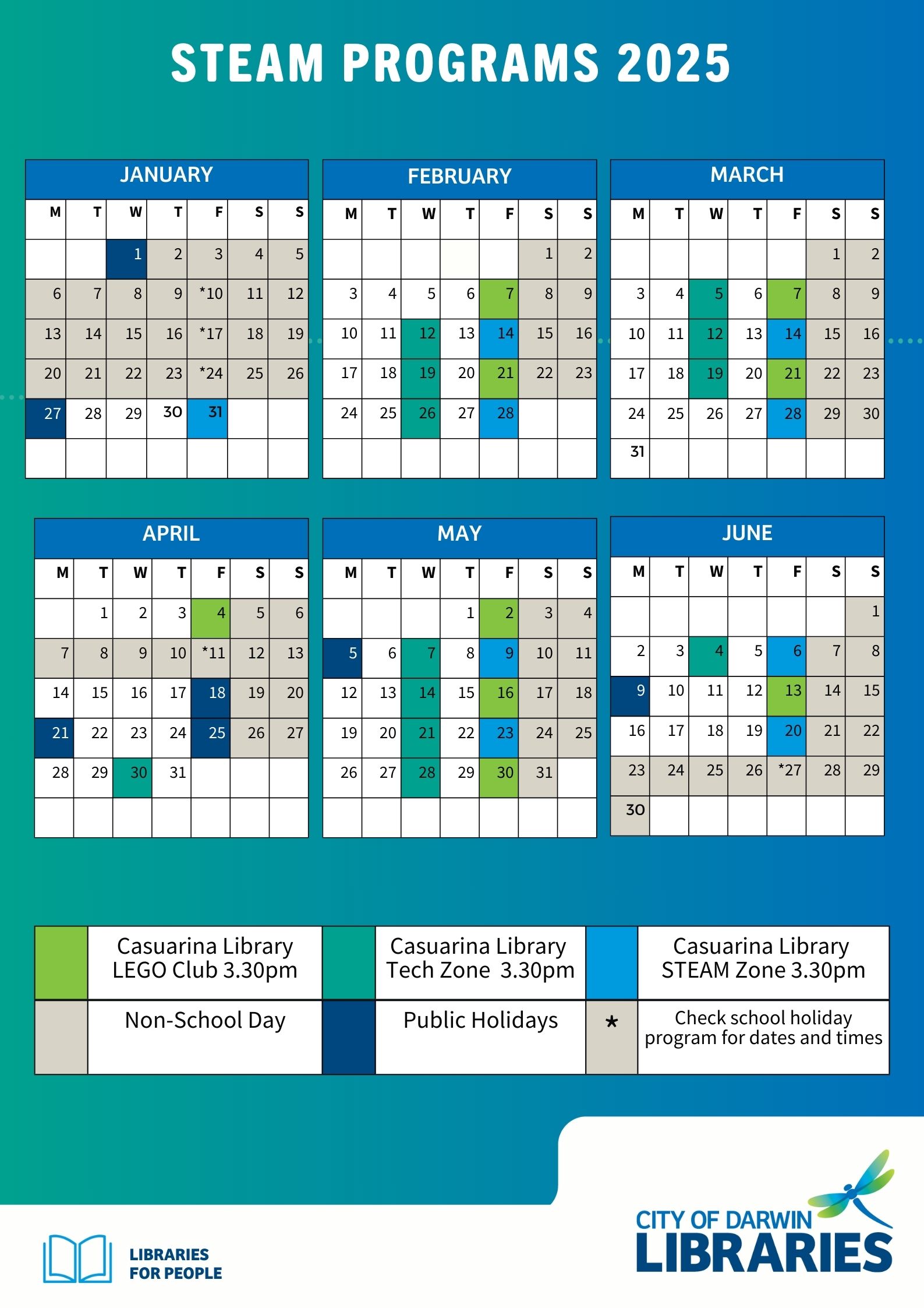 STEAM Zone January-June 2025 Calendar