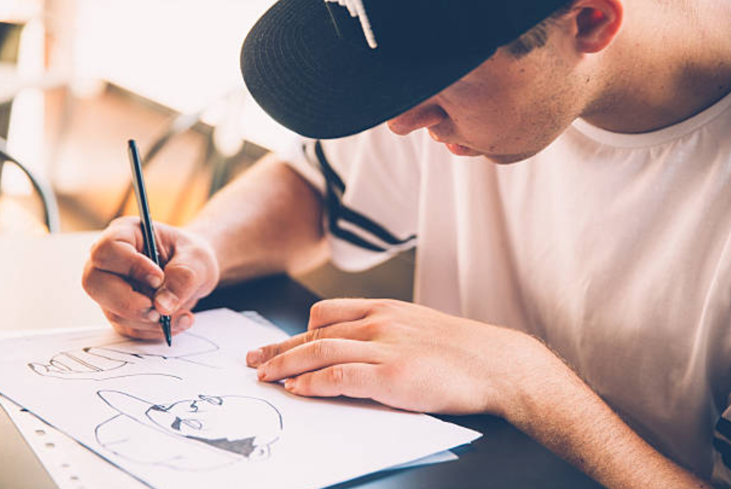 A young person drawing 