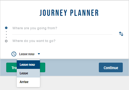 Departure and Arrival screen