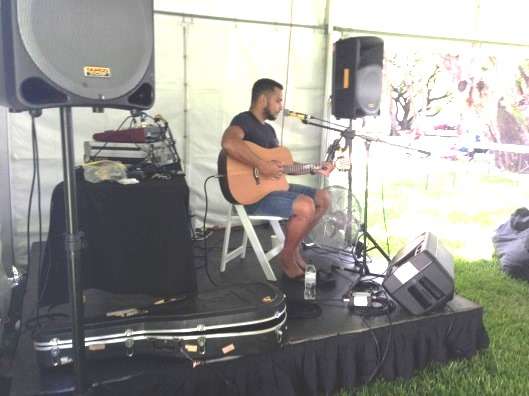 Jaxon De Santis using the small PA system