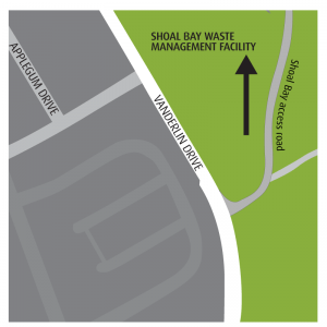 map to shoal bay waste management facility. Entrant off of Vanderlin Drive