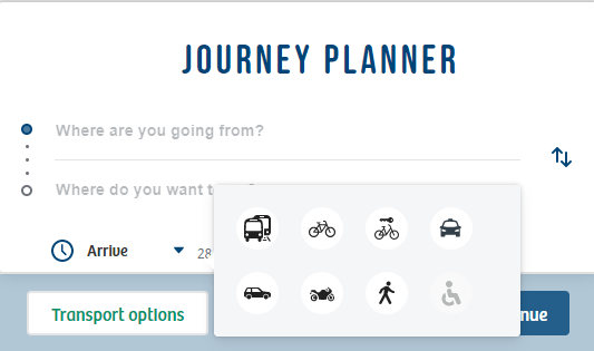 Transportation options screen