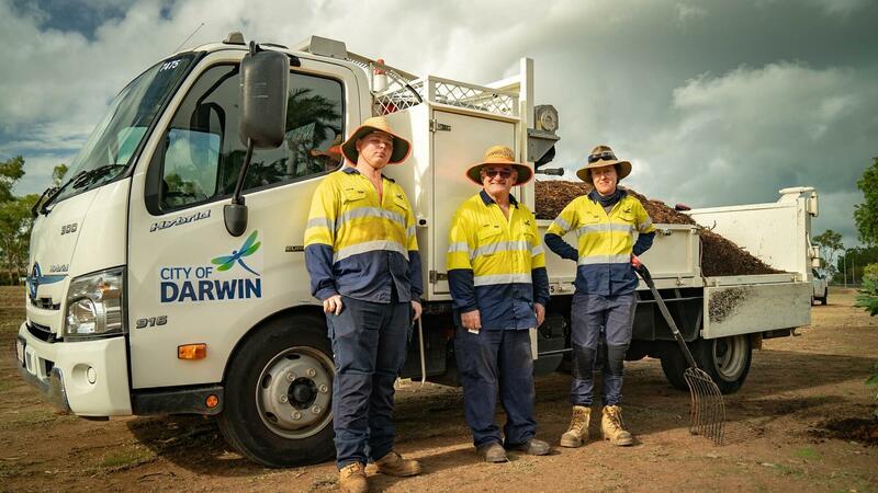 Staff outside of truck