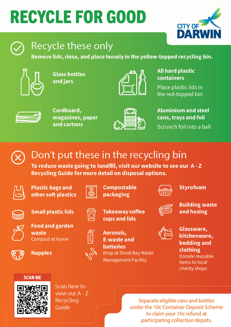 City of Darwin has launched free recycling bin stickers and fridge magnets to help households improve their recycling efforts and reduce the amount of waste going to landfill