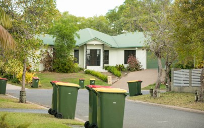 Kerbside bins on a residential street