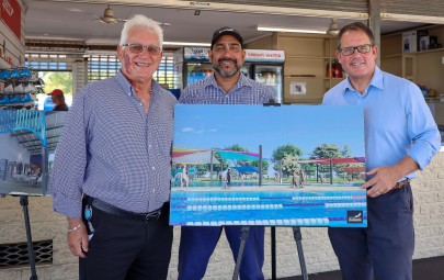 Lord Mayor Kon Vatskalis and MP Luke Gosling with Halikos Group Representatives at Casuarina Aquatic Centre Launch