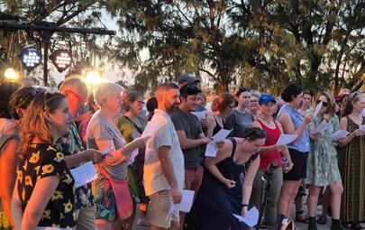 The community sings for reconciliation 