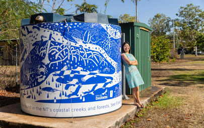 Mangrove Tapestry with the artist Tisha Teejay