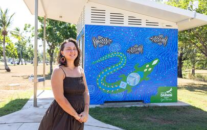 A new public art project by local artist Cyan Sue-Lee is bringing Darwin's Saltwater stories to Bundilla Beach, celebrating the connection between culture, Country and community