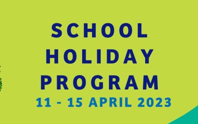 image of cartoon images with text "School Holiday Program"