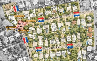 Reconstruction works are required at the Aralia Street and Banksia Street roundabout