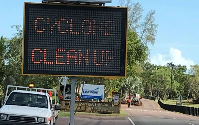 East Point Cyclone Marcus Clean up sign 