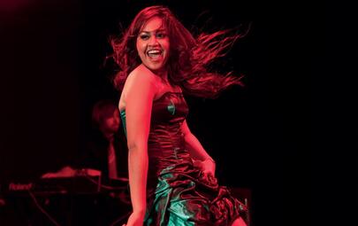 Jessica Mauboy onstage. Photo by Glenn Campbell, Music NT archives. 