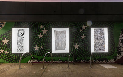 Bawáliba & Ngalyod by Lucy Yarawanga, Maŋgalili Origins by Wayilkpa Maymuru and Guḏurrku by Binygurr Wirrpanda as part of the Telstra NATSIAA Top End Artists 