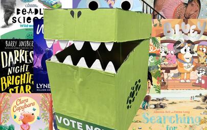 Kroc Voting Box surrounded by the nominated books on the KROC List 