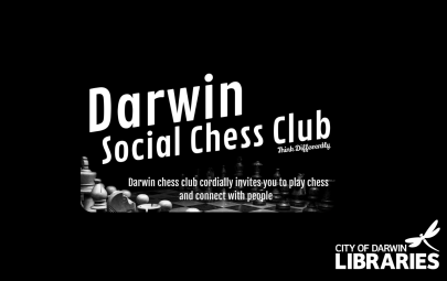 Darwin Social Chess Club text on black background