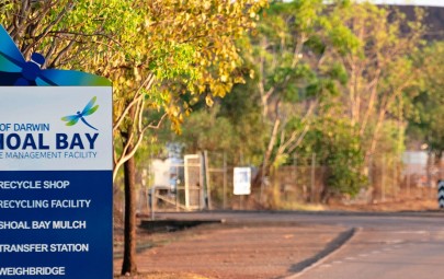 Shoal bay dump sign