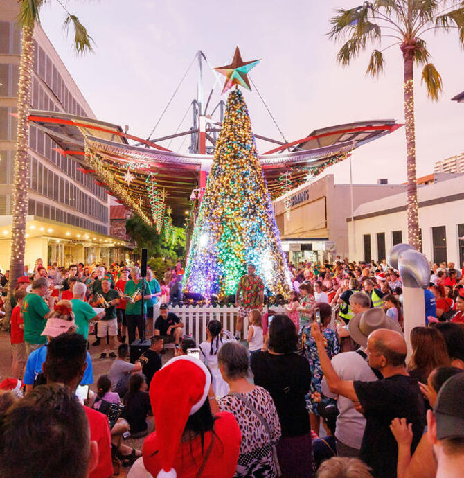 Christmas lighting up