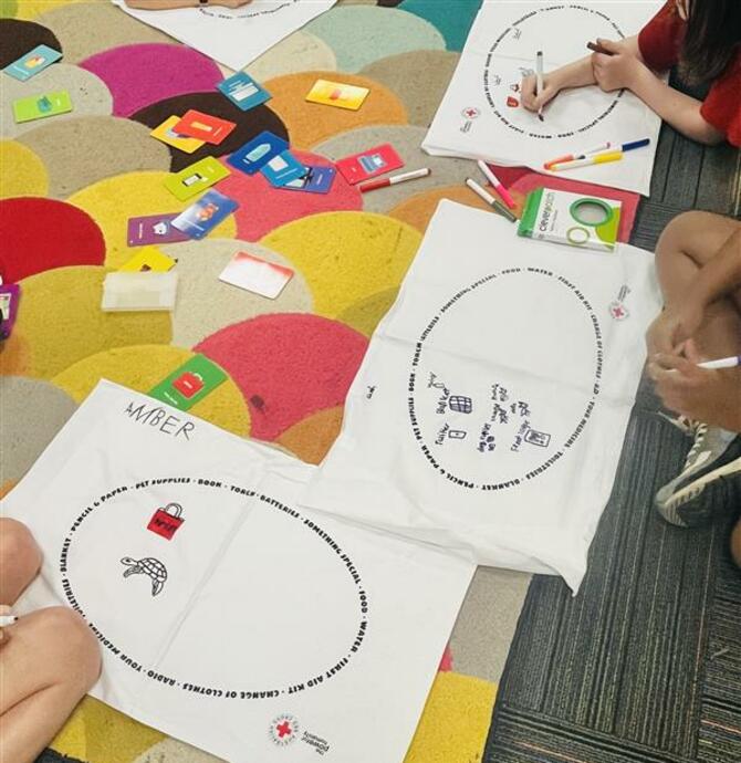 image of students with pillowcase workshop