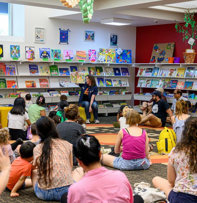 image of families enjoying story time