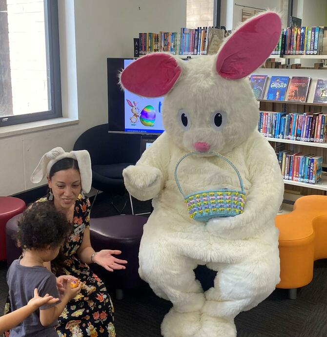 image of Easter Bunny visit at the library