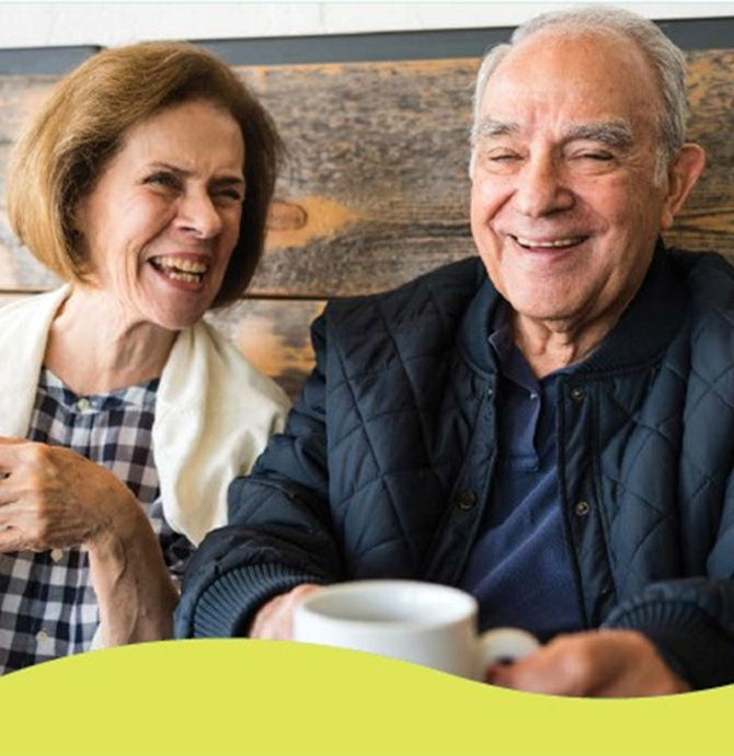 two seniors enjoying a cuppa