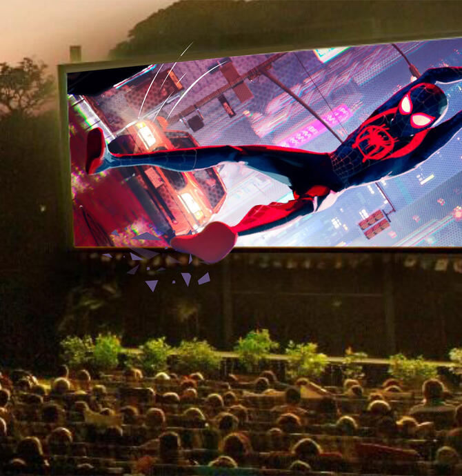Spider-Man leaps from the screen at Deckchair Cinema