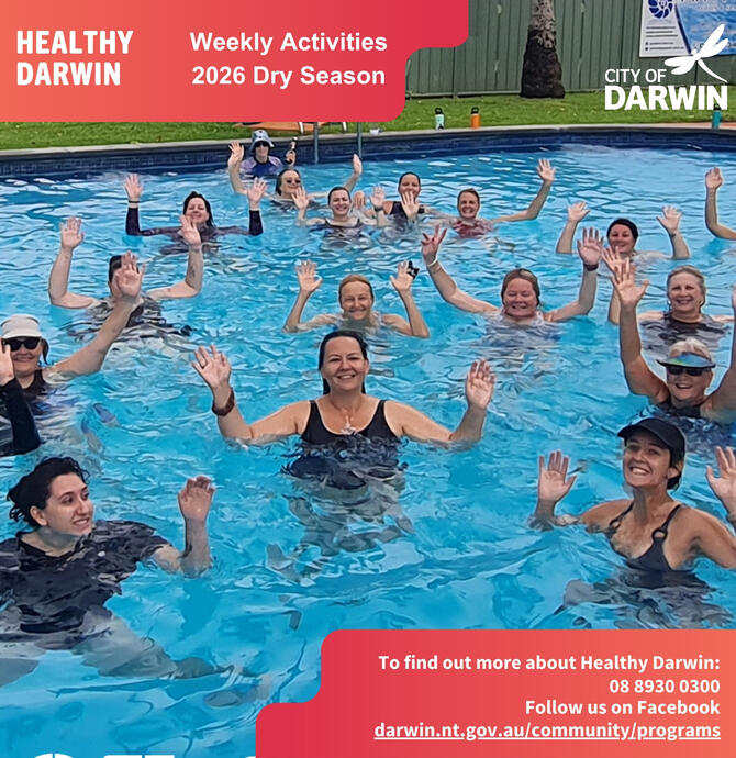 social media tile - lots of aqua participants waving to the camera