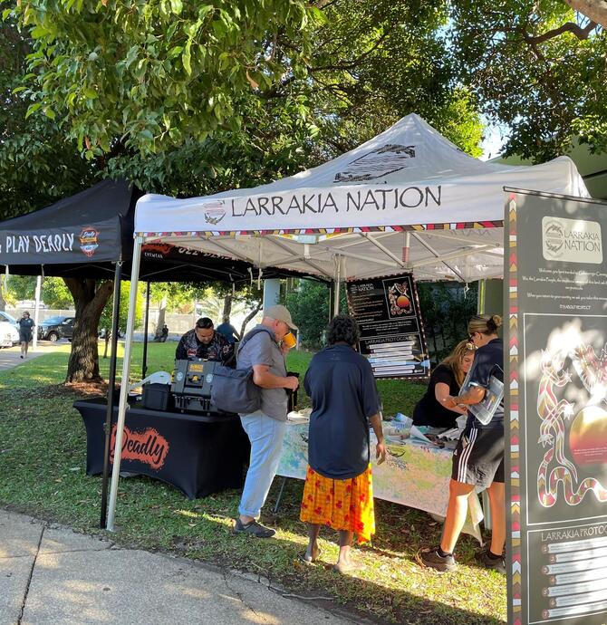 Larrakia Nation with customers