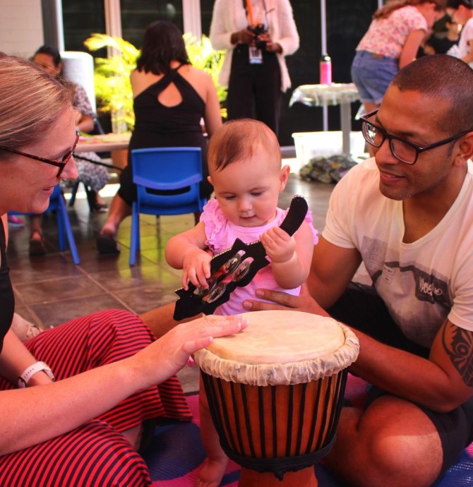 image a family playing with instruments