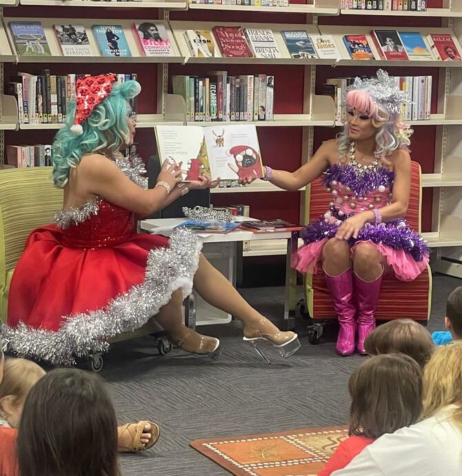 two people reading story time