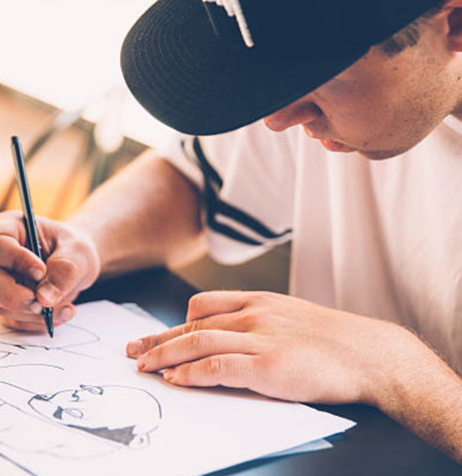 Young person drawing a picture 
