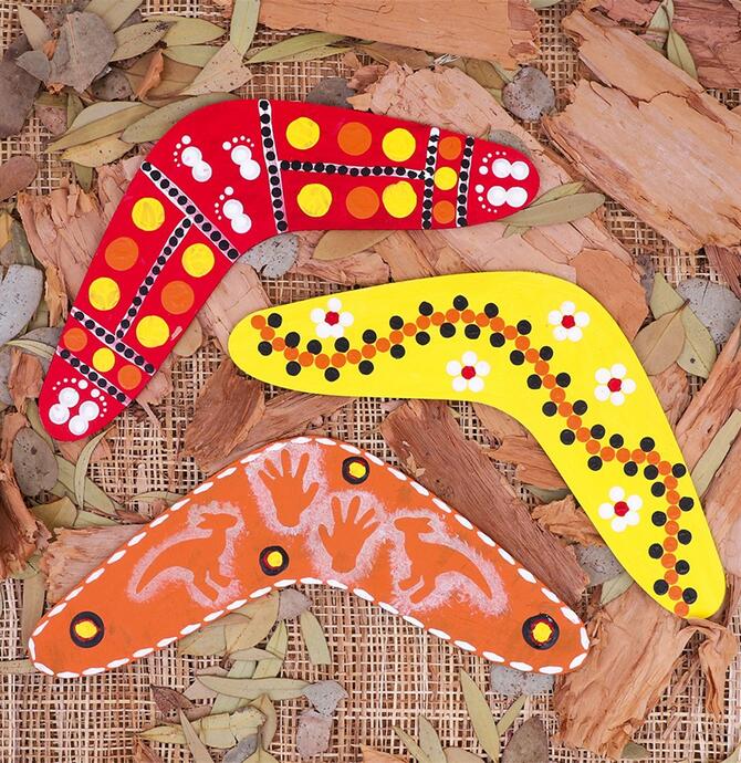 images of painted boomerangs