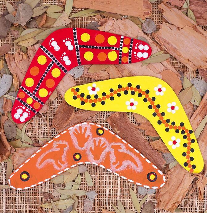 images of painted boomerangs