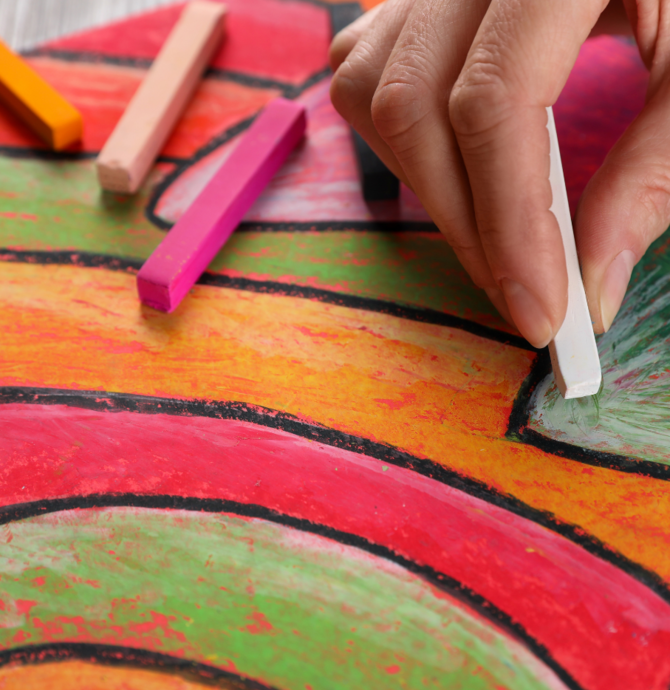 hand drawing using soft pastels
