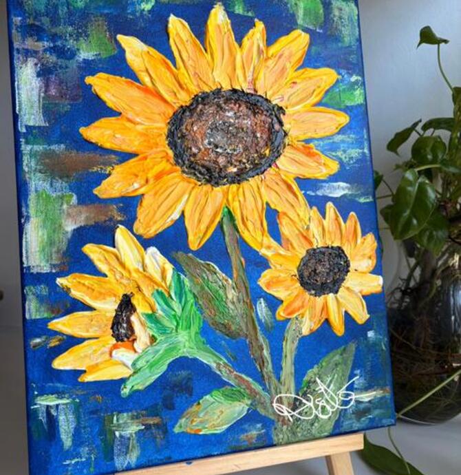 Textured Sunflowers 🌻 Art Class @Darwin Trailer Boat Club