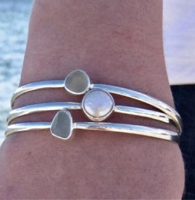 Silver Gemstone Bangles 