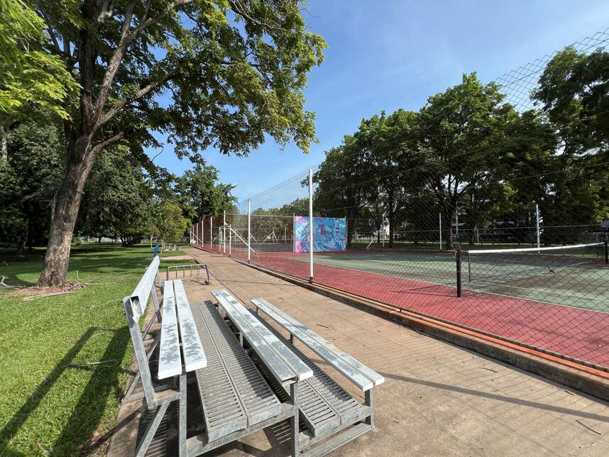 Bill Bell Park tennis court spectator stand