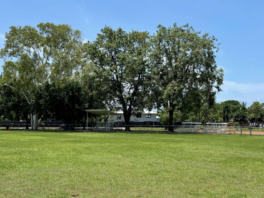 Nightcliff Oval coaches' box and spectator seating