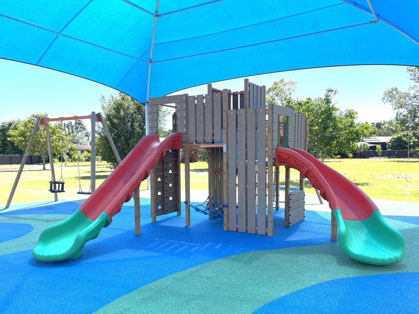 Shaded playground - slides