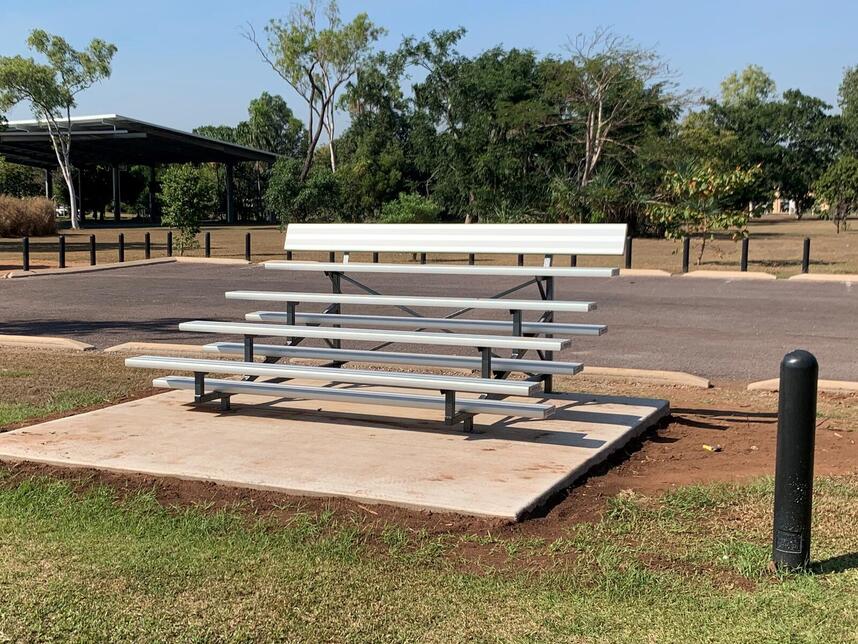 one of the mini grandstands for teams to use during training and competition
